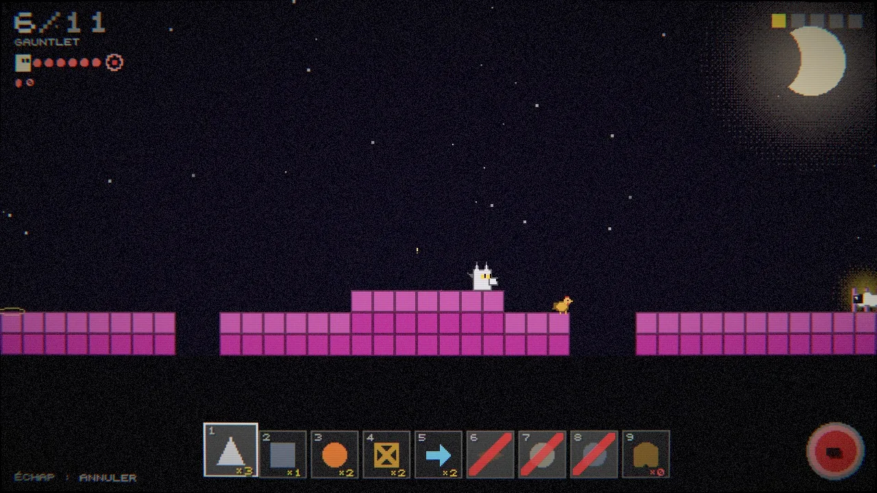 Level 6 — lay your traps on the blocks before the wolf arrives; the inventory below counts what is left.